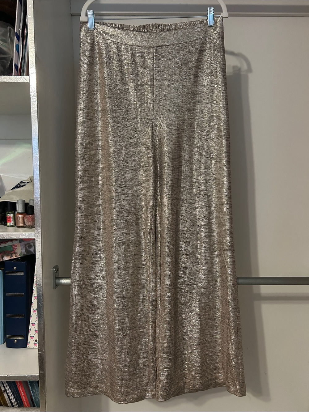 Skies Are Blue Silver Metallic Knit Top